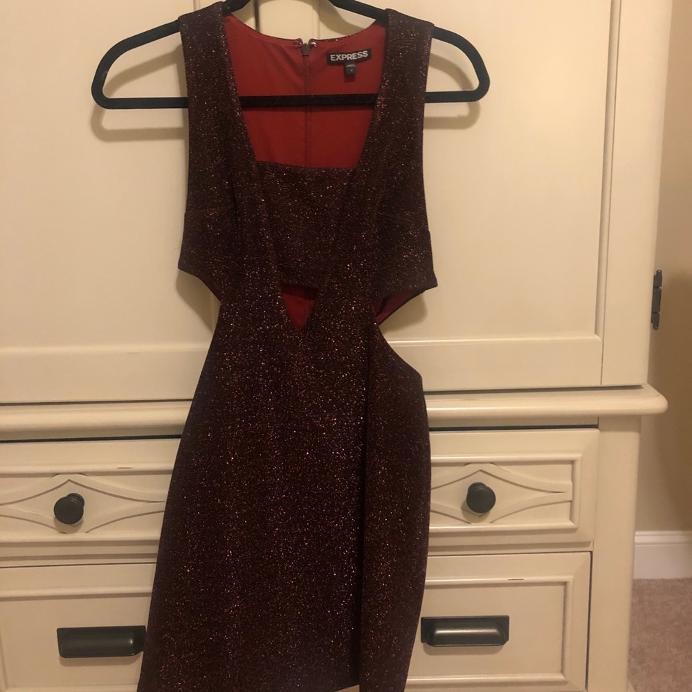 Chocolate brown metallic cut out dress